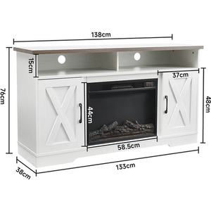 Recessed Electric Fireplace with TV Cabinet and Adjustable Flame - White by Livingandhome