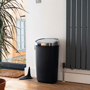 UK Made 50L Black Sensor Bin with Chrome Lid - Chrome by DIHL