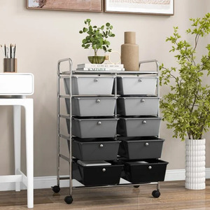 10-Drawer Storage Cart Rolling Cart - Black Gradient by Costway