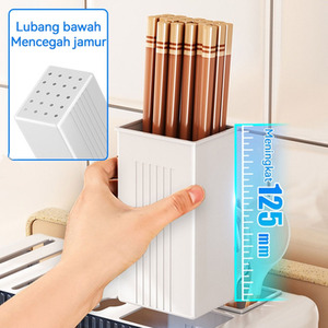 Acrylic Knife and Utensil Holder with Drain Tray - white / 11cm by Livingandhome