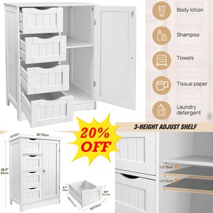 Bathroom Floor Cabinet With 4 Drawers - Whtie by Wyld and Coco