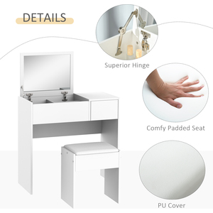 HOMCOM Dressing Table Set With Mirror - White by HOMCOM