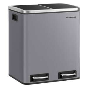 SONGMICS Double Kitchen Bin with Soft-Close Lids - Grey by SONGMICS