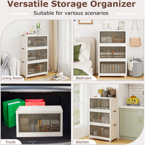 213L Folding Storage Bins with Lid - White by Costway