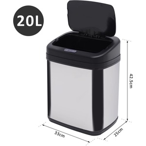 HOMCOM Stainless Steel Automatic Sensor Dustbin - Silver and Black by HOMCOM