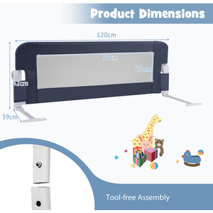 120 CM Swing Down Baby Bed Guard Rail by Costway