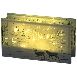 Lit Glass Box with Deer - Warm White by SnowTime