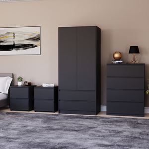 Denver Bedroom Set (2 Drawer Bedside (x2), 4 Drawer Chest, 2 Door Wardrobe) by Vida Designs