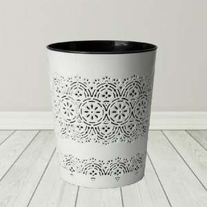 White Floral Waste Paper Bin - White by Blue Canyon