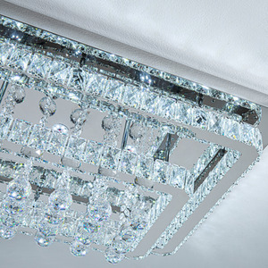 Double Layer Crystal Pendant Light - Silver / 80cm by Livingandhome