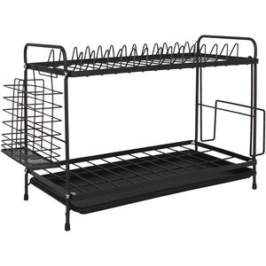 Metal 2-Tier Dish Drainer Rack with Drip Tray - Black by Harbour Housewares