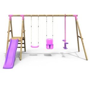 Wooden Swing Set with Slide by Rebo