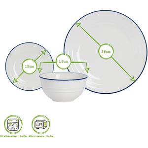 18pc Farmhouse Porcelain Dinner Set - White - White by Nicola Spring