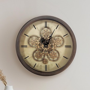 Vanity Living Round Glass Front Gear Wall Clock - copper / 36cm by Vanity Living