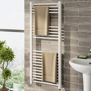 Stainless Steel Electric Towel Radiator Warmer - White / 120cm by Livingandhome