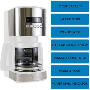 Kenmore 1.8L Digital Drip Coffee Machine - White by Koolatron
