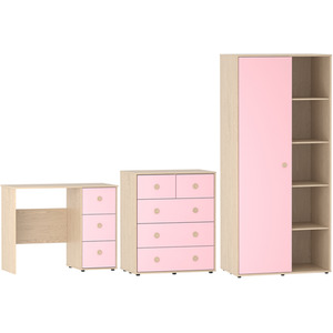 Neptune 3 Piece Bedroom Set - Desk, 5 Drawer Chest, Wardrobe by Vida Designs