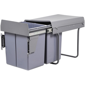 40L Kitchen Double Pull-Out Trash Can Under Cabinet - Grey by Livingandhome