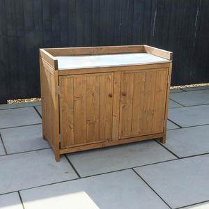 Outdoor Wooden Kitchen Double Cabinet Pressure Treated - Brown by Waltons