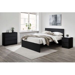 3 Piece Furniture Set Chest of Drawers Bedside Tables Birlea Oslo - Black by Birlea