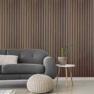 4x Wood Acoustic Slatted Wall Panels - Walnut by Aluxo