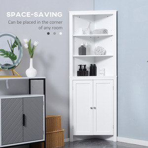 kleankin Corner Bathroom Cabinet Freestanding Bathroom Storage Unit - White by kleankin