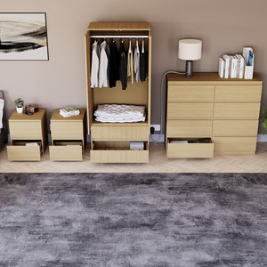 Denver Bedroom Set (2 Drawer Bedside(x2), 8 Drawer Chest, 2 Door Wardrobe) by Vida Designs