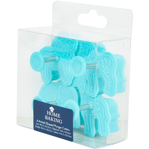 Set of 4 Animal-Shaped Cookie Cutters - Teal
