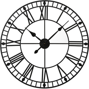 Skeleton Wall Clock with Roman Numerals - Black by Home Garden Direct