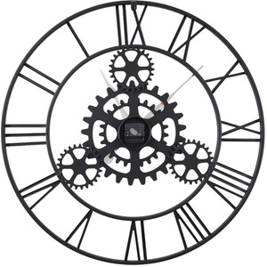 30 Inch Retro Non-Ticking Gear Wall Clock - Gold by Livingandhome