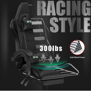 Gaming Chair with Foot-rest - Black