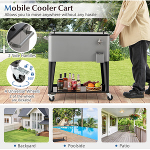 Rolling Ice Chest - Grey by Costway