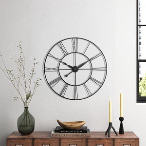 60cm Round Metal Wall Clock - Dark Grey by lifeideas