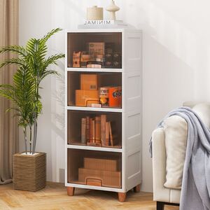 4-Tier Stackable Storage Boxes - White by Costway