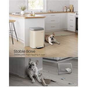 SONGMICS 50L Metal Pedal Kitchen Bin with Lid - Neutral by SONGMICS