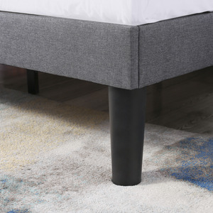 Upholstered Bed with Winged Headboard, Wood Slat Support - Grey by Abrihome