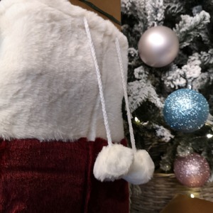 Christmas Present Sack with Faux Fur Trim and Pom Poms - Red by Samuel Alexander