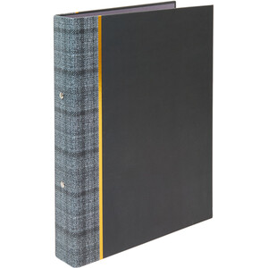 Grey Tartan Foiled Ring Binder - Black