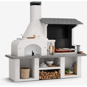 Antille Outdoor BBQ Kitchen with Wood Fired Oven - Grey by Palazzetti