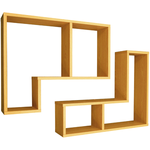 TWIN - Wall Display Storage Floating Shelves - Set of Two - Beech - Beech by Watsons