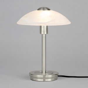 Alabaster Shade Touch Table Lamp - Satin Nickel by Litecraft