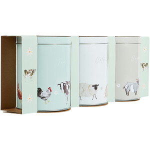 Set of 3 Daisy Farm Round Metal Tins - Multicolour