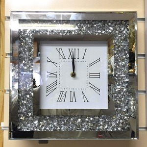 Crushed Diamond Silver Square Wall Clock - Silver by DEENZ