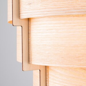 Brown Modern Wood Veneer Stepped Drum Ceiling Pendant Light Shades - Brown by ValueLights