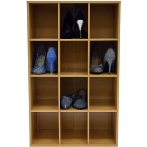 PIGEON HOLE - 12 Pair Shoe Storage Display Media Shelves - Beech - Beech by Watsons