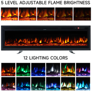 Electric Fireplace with Adjustable Colour and Brightness - Black by Kidkid