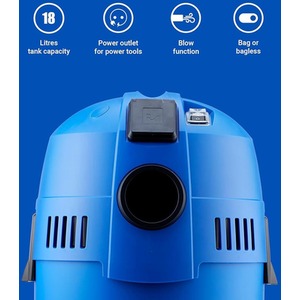 Nilfisk Buddy II Wet and Dry Vacuum for Indoor and Outdoor 18L 1200W - Blue by Nilfisk