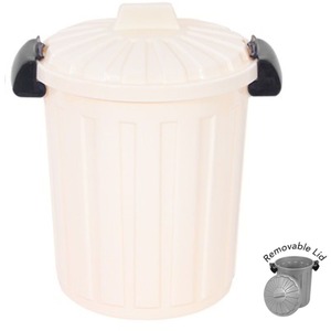 Cream Clip Top Storage Bin 25L Medium Waste Paper Bin Toy Storage Pet Food Tub - Cream by RSW