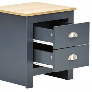 4 Piece Bedroom Set Wardrobee 2 Bedside Table Drawer Cabinet - Dark Grey and Natural by Wyld and Coco