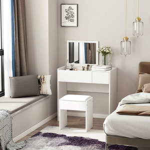 HOMCOM Dressing Table Set With Mirror - White by HOMCOM